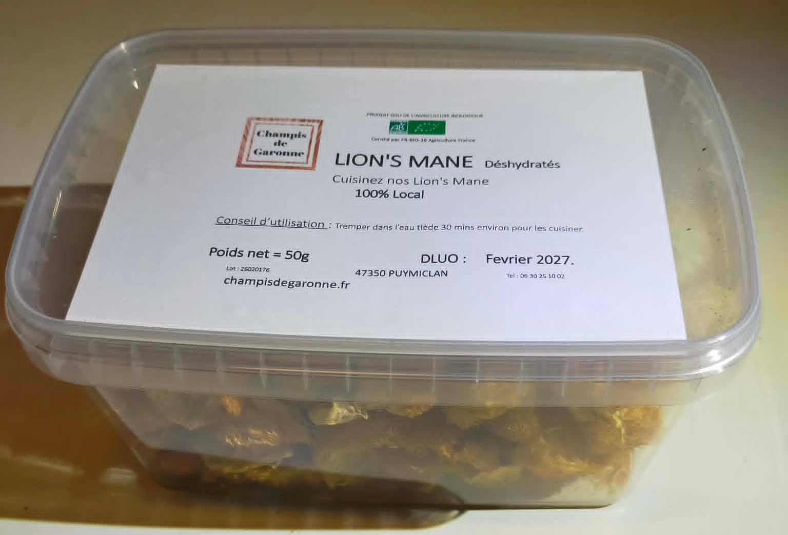 Lion's mane deshydrate en poudre bio - en boite 50g