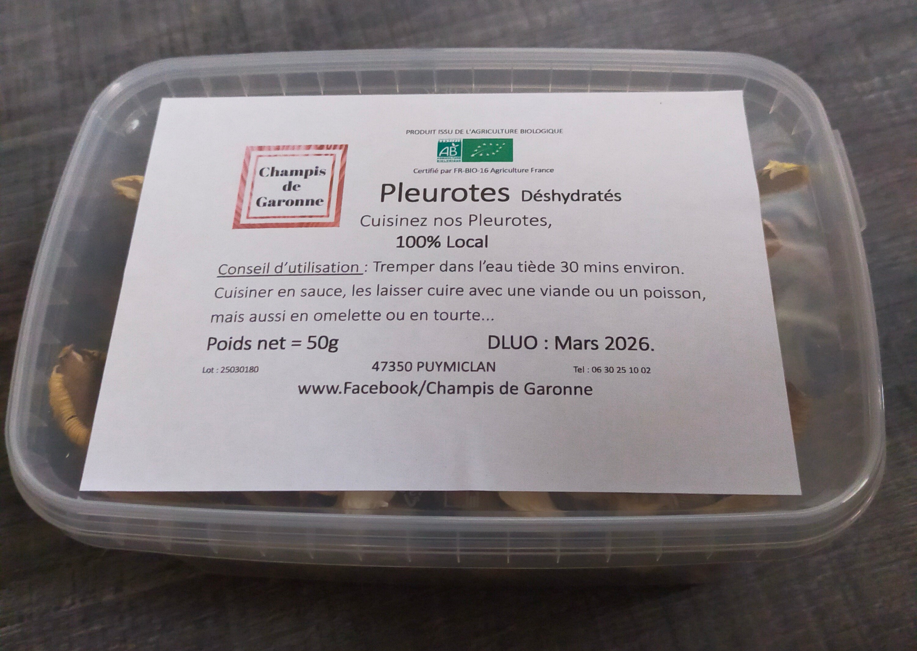 Pleurote deshydrate bio 50g